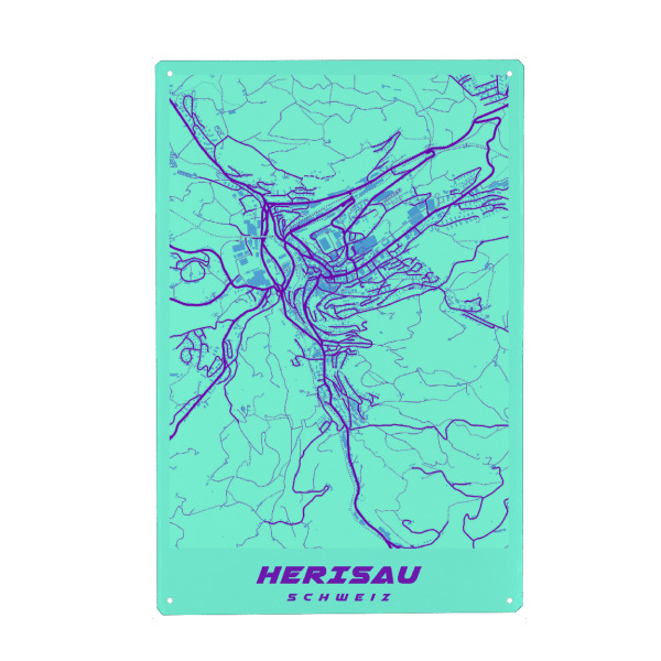 Holzbild "Herisau CityMap" artboxONE - Städte / Weitere,Kartografie