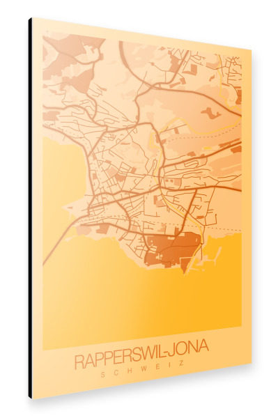 Alu-Dibond "Citymap Rapperswil-Jona" 75x50 cm artboxONE