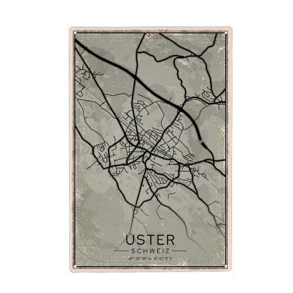 Metall Poster "Vintage Map Uster" artboxONE - Städte / Weitere,Kartografie