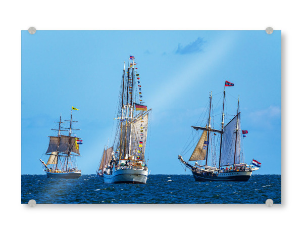 Acrylglasbild "Drei Windjammer auf der Ostsee" artboxONE - Natur,Reise,Reise / Strand und Meer