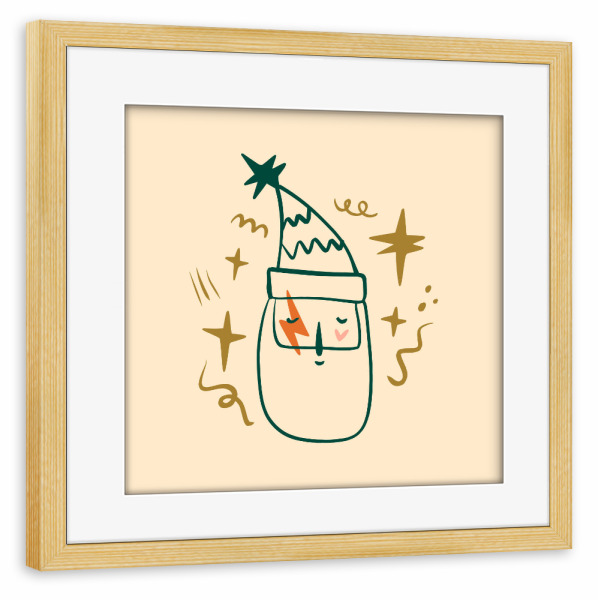 Poster mit Rahmen kiefer "Happy Christmas (08)" artboxONE - Für Kinder,Weihnachten,Für Mama - Weihnachten,Weihnachtsmann,Illustration,Nikolaus