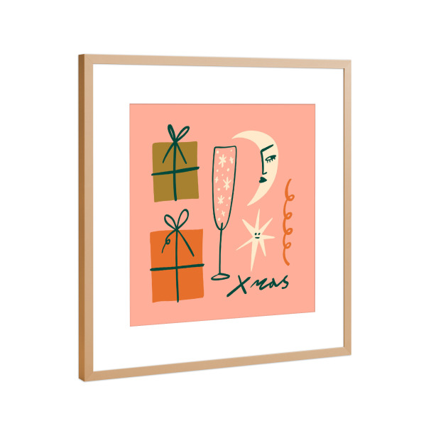 Poster mit Rahmen Kupfer "Happy Christmas (11)" artboxONE - Für Kinder,Weihnachten,Für Mama