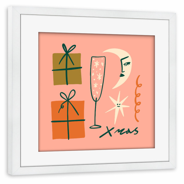 Poster mit Rahmen weiß "Happy Christmas (11)" artboxONE - Für Kinder,Weihnachten,Für Mama
