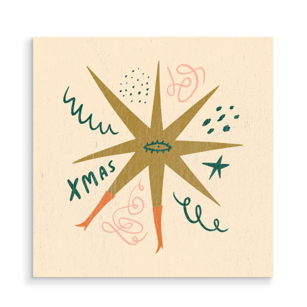 Holzbild "Happy Christmas (14)" artboxONE - Für Kinder,Weihnachten,Für Mama - Weihnachten,Illustration,Stern,Xmas