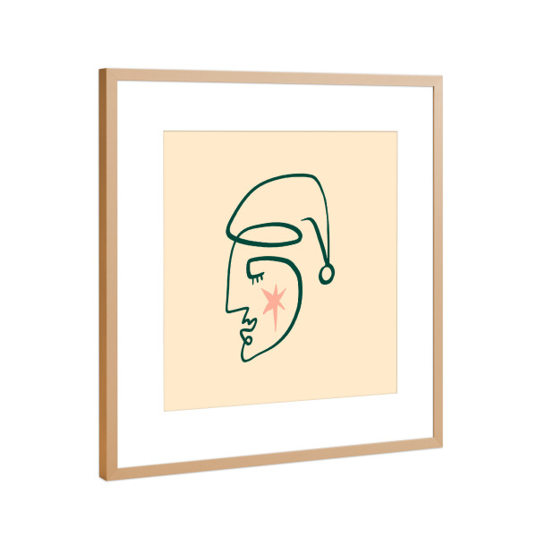 Poster mit Rahmen Kupfer "Happy Christmas (16)" artboxONE - Für Kinder,Weihnachten,Für Mama - Weihnachten,Weihnachtsmann,Schlicht,Oneline,Illustration