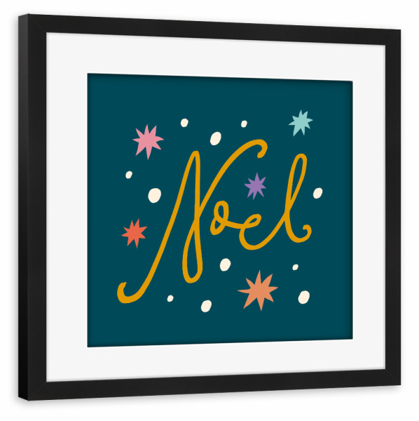 Poster mit Rahmen schwarz "Happy Christmas (22)" artboxONE - Für Kinder,Weihnachten,Für Mama - Noel,Weihnachten,Xmas,Christmas,Illustration,Sterne