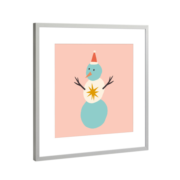 Poster mit Rahmen Silber "Happy Christmas (23)" artboxONE - Für Kinder,Weihnachten,Für Mama - Weihnachten,Winter,Schneemann,Illustration,Xmas