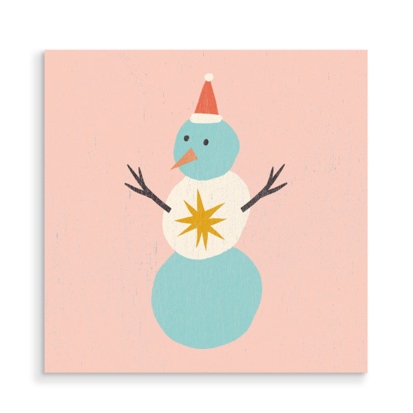 Holzbild "Happy Christmas (23)" artboxONE - Für Kinder,Weihnachten,Für Mama - Weihnachten,Winter,Schneemann,Illustration,Xmas