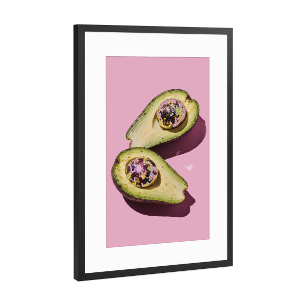 Poster mit Rahmen Schwarz (Metallic) "Disco Avocado Illustration" artboxONE - Natur,Essen & Trinken,Reise / Strand und Meer,Liebe