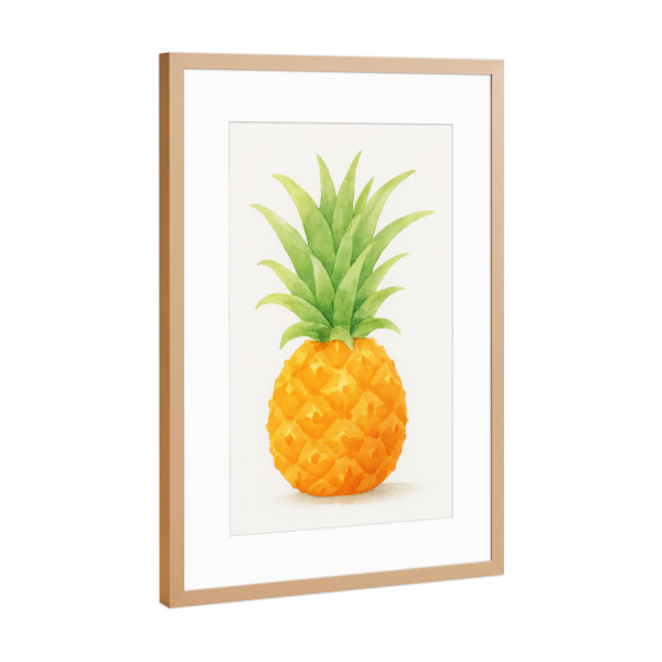 Poster mit Rahmen Kupfer "Süße Aquarellananas" artboxONE - Floral,Essen & Trinken