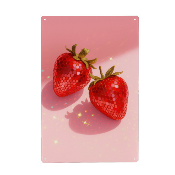 Holzbild "Disco Strawberry Illustration" artboxONE - Essen & Trinken,Festivals