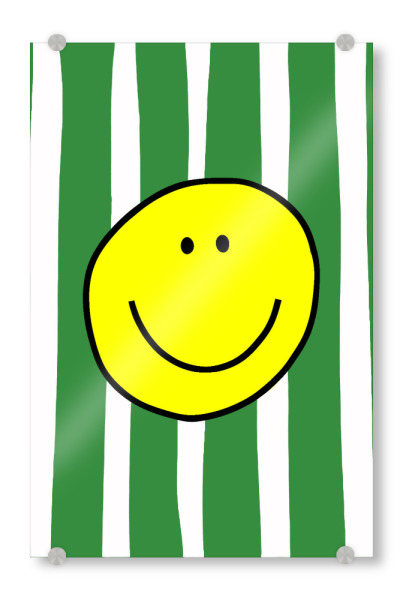 Acrylglasbild "Nettes Smiley auf Streifen" artboxONE - Typografie,Lustig