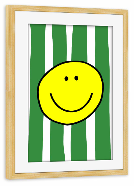 Poster mit Rahmen kiefer "Nettes Smiley auf Streifen" artboxONE - Typografie,Lustig