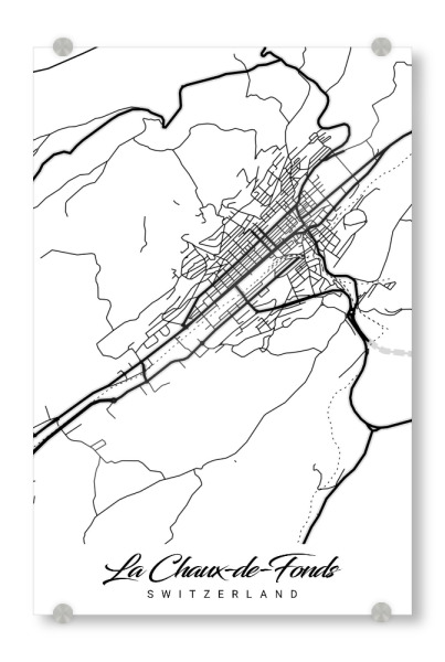 Acrylglasbild "Stadt La Chaux-de-Fonds" artboxONE - Schwarzweiß,Städte / Weitere,Kartografie