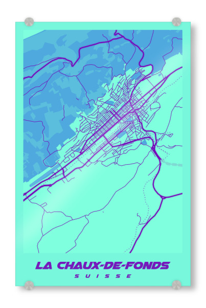 Acrylglasbild "La Chaux-de-Fonds CityMap" artboxONE - Städte / Weitere,Kartografie