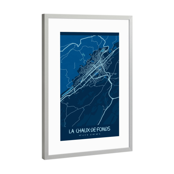 Poster mit Rahmen Silber "La Chaux-de-Fonds Schweiz" artboxONE - Städte / Weitere