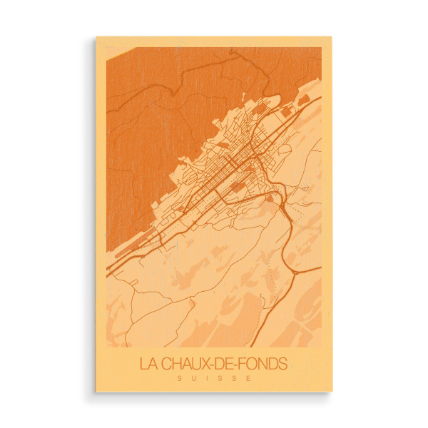 Holzbild "Citymap La Chaux-de-Fonds" artboxONE - Städte / Weitere,Kartografie