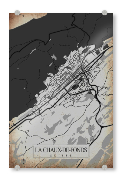 Acrylglasbild "La Chaux-de-Fonds Retro" artboxONE - Städte / Weitere,Kartografie