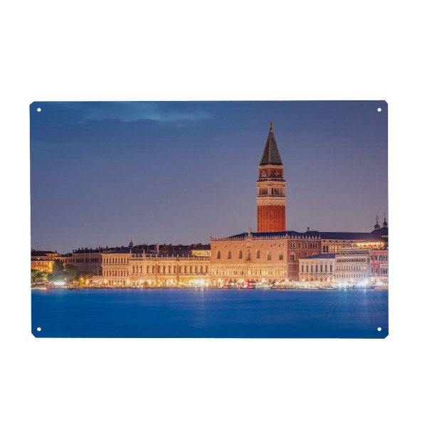 Holzbild "Markusplatz im Abendlicht" artboxONE - Städte,Reise,Architektur,Städte / Venedig