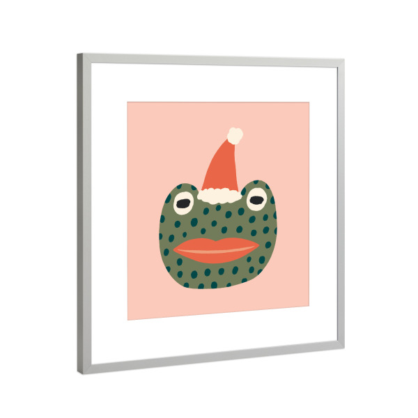 Poster mit Rahmen Silber "Happy Christmas (35)" artboxONE - Für Kinder,Weihnachten,Für Mama - Weihnachten,Christmas,Frosch,Illustration