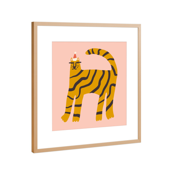 Poster mit Rahmen Kupfer "Happy Christmas (39)" artboxONE - Für Kinder,Weihnachten,Für Mama - Christmas,Tiger,Xmas,Illustration,Tier,Weihnachten