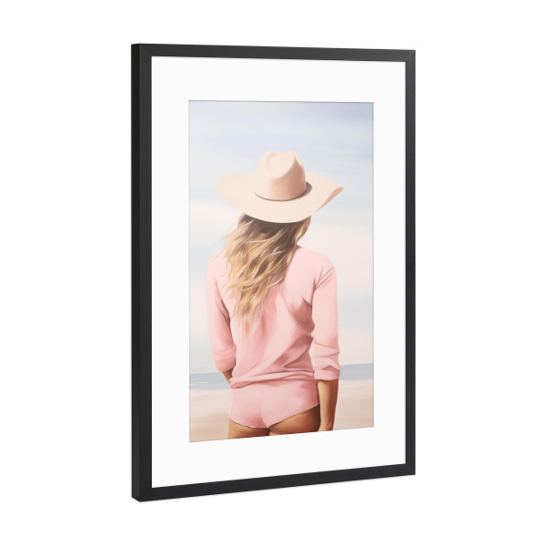 Poster mit Rahmen Schwarz (Metallic) "Gowgirl Strand Feeling" artboxONE - Natur,Menschen