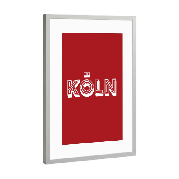 Poster mit Rahmen Silber "Köln Typo" artboxONE - Städte,Städte / Köln,Typografie
