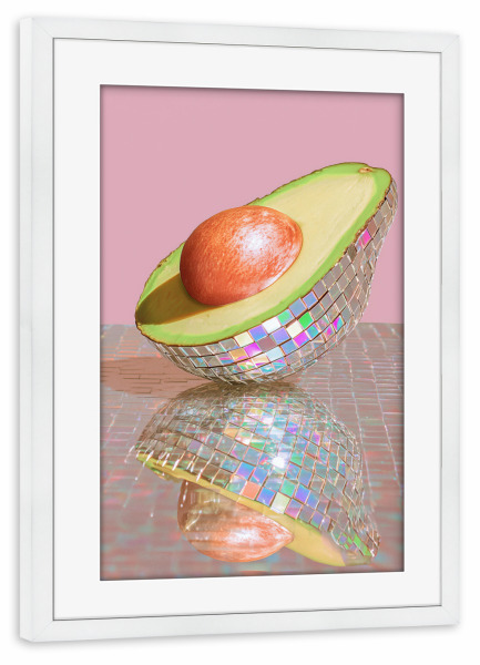 Poster mit Rahmen weiß "Avocado Lichtspiel" artboxONE - Natur,Geometrie,Essen & Trinken / Obst & Gemüse