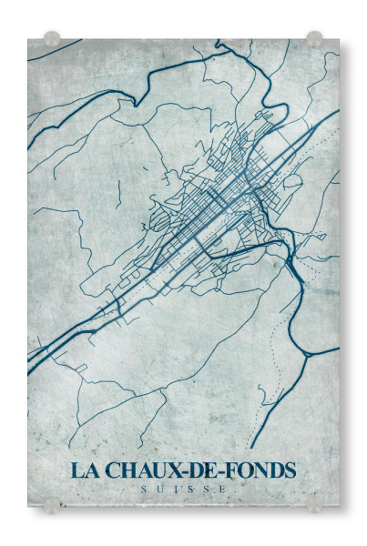 Acrylglasbild "La Chaux-de-Fonds City Retro" artboxONE - Städte / Weitere,Kartografie