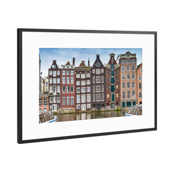Poster mit Rahmen Schwarz (Metallic) "Amsterdam City, Niederlande" artboxONE - Architektur
