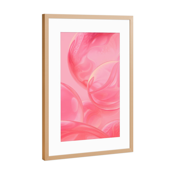 Poster mit Rahmen Kupfer "Zusammenfassung rosa Glasball" artboxONE - Abstrakt,Liebe,Marmor