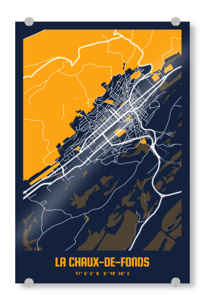 Acrylglasbild "City von La Chaux-de-Fonds" artboxONE - Städte / Weitere,Kartografie