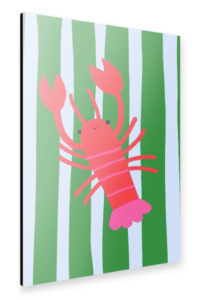 Alu-Dibond "Netter Hummer auf grünen Streifen" 75x50 cm artboxONE