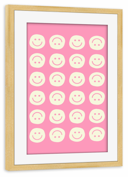 Poster mit Rahmen kiefer "Verspieltes Smiley -Muster" artboxONE - Für Kinder,Abstrakt,Geometrie,Liebe