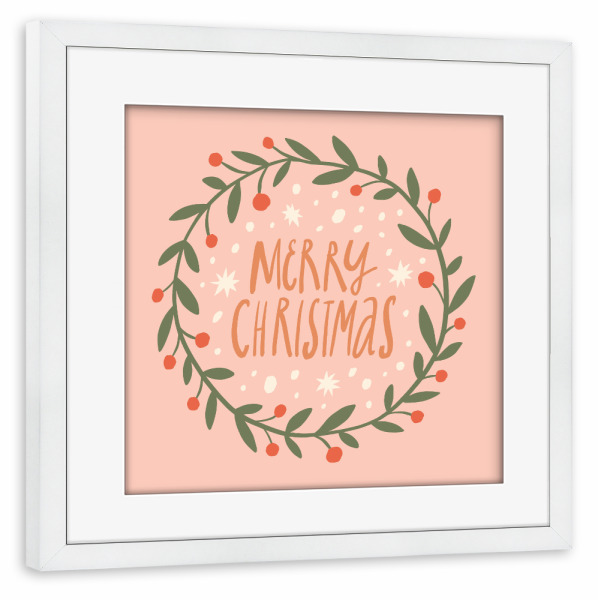 Poster mit Rahmen weiß "Happy Christmas (37)" artboxONE - Für Kinder,Weihnachten,Für Mama