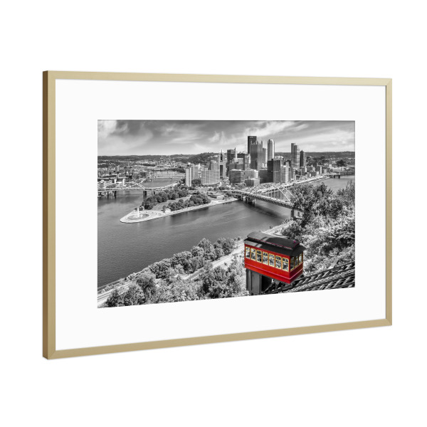 Poster mit Rahmen Gold "Duquesne Incline Pittsburgh" artboxONE - Architektur,Reise / Länder,Städte / Weitere