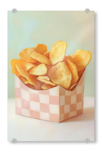 Acrylglasbild "Karo chips box" artboxONE - Natur,Geometrie,Essen & Trinken / Obst & Gemüse