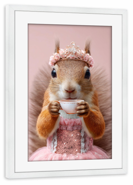 Poster mit Rahmen weiß "Eichhörnchen Prinzessin" artboxONE - Tiere