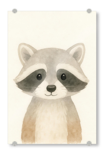 Acrylglasbild "Netter Aquarell -Waschbär" artboxONE - Für Kinder,Tiere