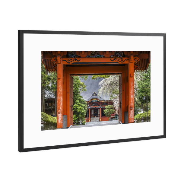 Poster mit Rahmen Schwarz (Metallic) "Nitemmon Tor, Taisekiji-Tempel" artboxONE - Architektur,Reise / Asien