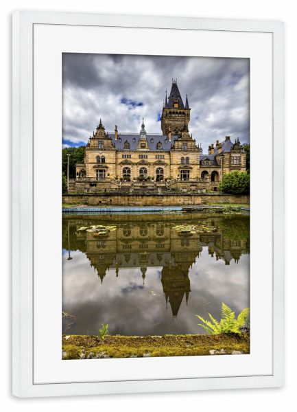 Poster mit Rahmen weiß "Jagdschloss Hummelshain" artboxONE - Architektur