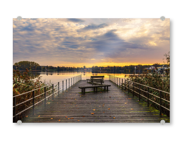 Acrylglasbild "Sonnenaufgang und Steg" artboxONE - Natur,Reise