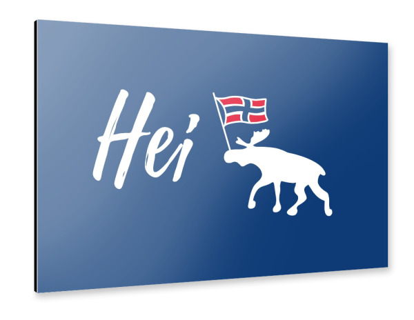 Alu-Dibond "Hei Norwegen Elch mit Flagge" 75x50 cm artboxONE