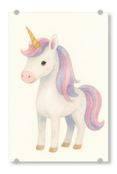 Acrylglasbild "Süßes Aquarell Einhorn" artboxONE - Für Kinder,Tiere