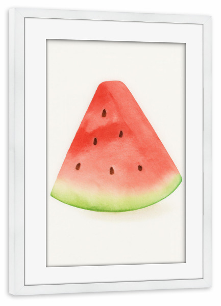 Poster mit Rahmen weiß "Cute Watercolor Watermelon Slice" artboxONE - Essen & Trinken,Liebe