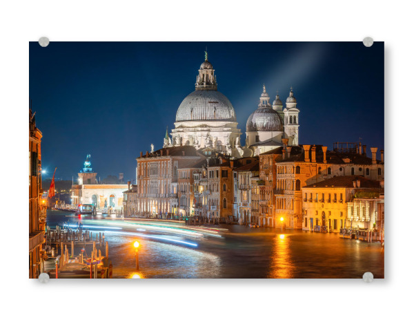 Acrylglasbild "Sommernacht am Canal Grande" artboxONE - Städte / Venedig - Venedig,Italien,Santa maria della salute,Canal grande,Kirche,Altstadt