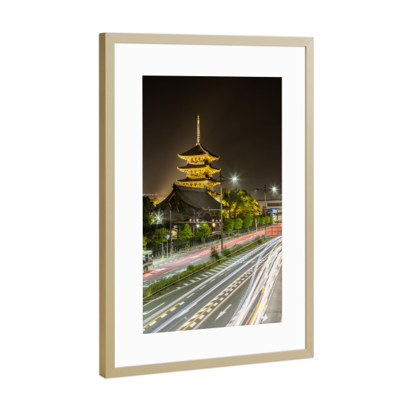 Poster mit Rahmen Gold "Tō-ji-Pagode in Kyoto" artboxONE - Architektur,Reise / Asien,Städte / Weitere