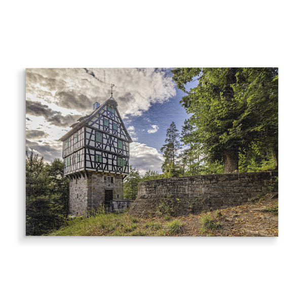 Holzbild "Der Herzogstuhl im Rieseneck" artboxONE - Architektur - Herzogstuhl,Rieseneck,Saale holzland kreis,Thüringen,Burg,Schloss,Turm,Fachwerkhaus