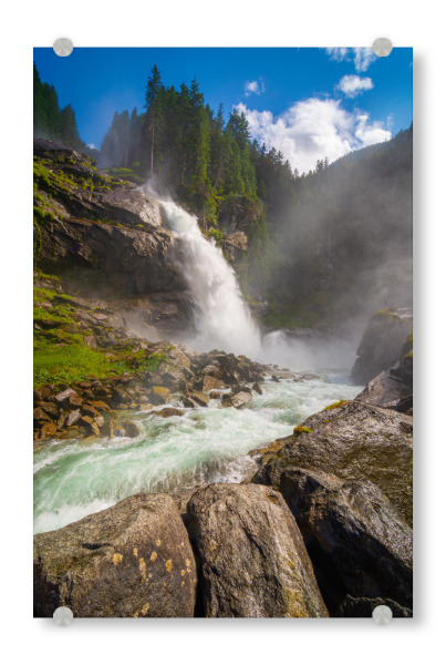 Acrylglasbild "Krimml Wasserfall im Sommer" artboxONE - Natur - Krimml,Wasserfall,Alpen,Pinzgau,Wald,Berge,Sommer,Fluss