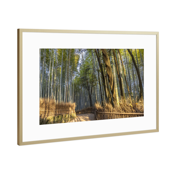 Poster mit Rahmen Gold "Arashiyama Bambuswald Kyoto" artboxONE - Natur,Reise / Asien